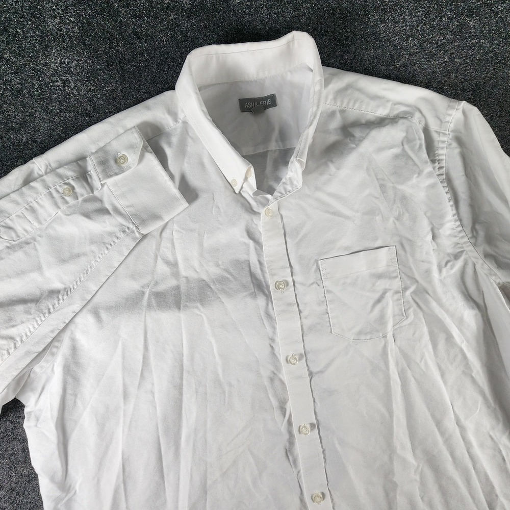 Ash & Erie Button Down Oxford Long Sleeve Shirt Men's 2XL White Pocket Casual
